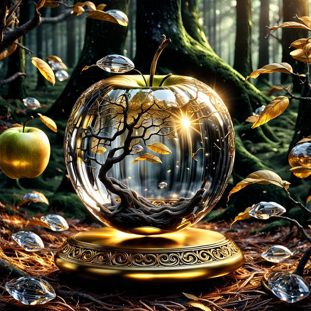Crystal Apple with Forest Interior by Faberge