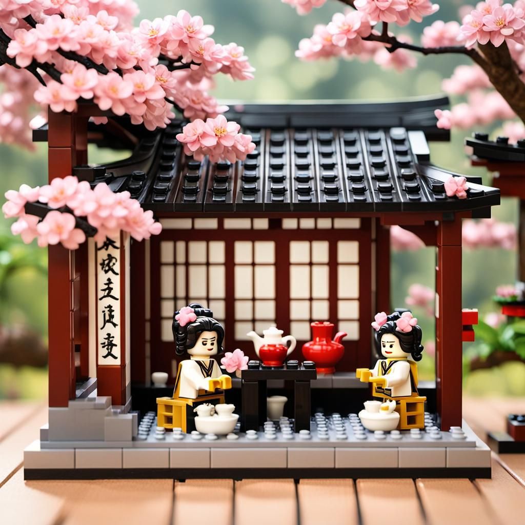 Lego Geishas Tea Party in Sakura Tea House