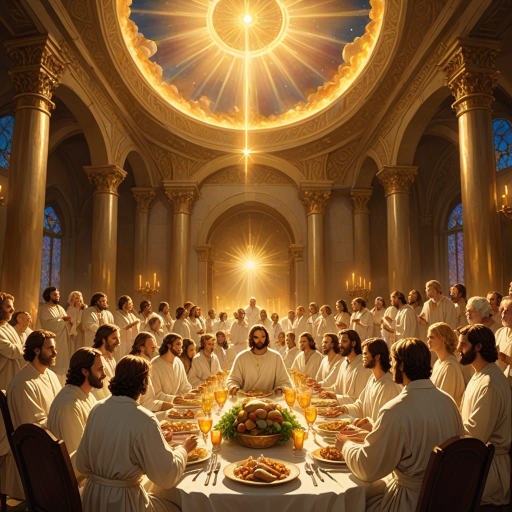 Heavenly Marriage Supper Scene in Golden Light