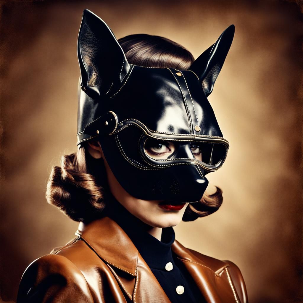 Vintage Pin-Up Supermodel in Dog Mask