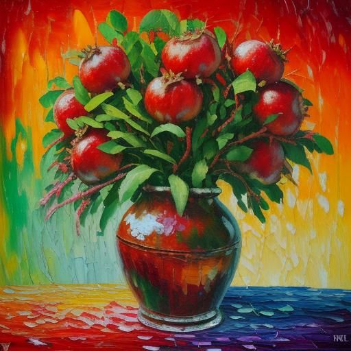 Pomegranate Movie Film in Expressionist Oil Painting