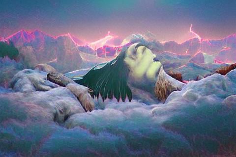 Viking Warrior Silhouetted Against Aurora Sky