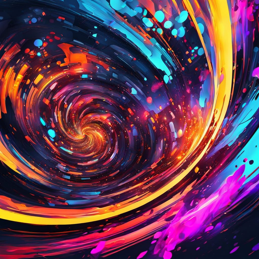 Vibrant Abstract Digital Art with Neon Colors