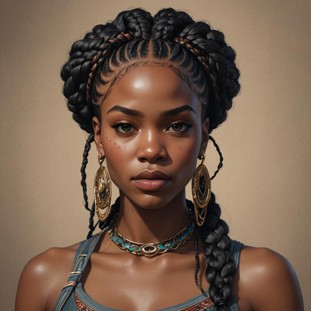 Detailed Portrait of a Singer in Art Nouveau Style