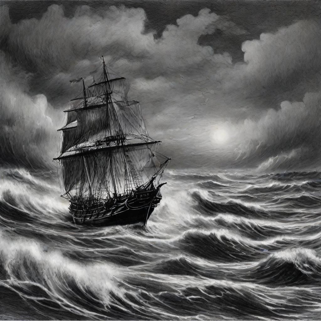 Pirate Galleon Night Attack: Stormy Zentangle