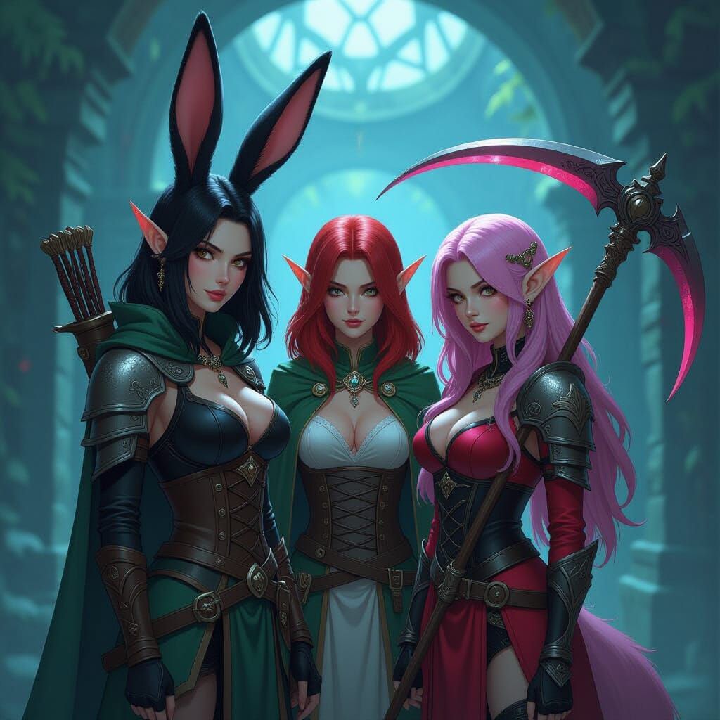 Fantasy Warriors in Dungeon, Hyperrealistic & Cinematic