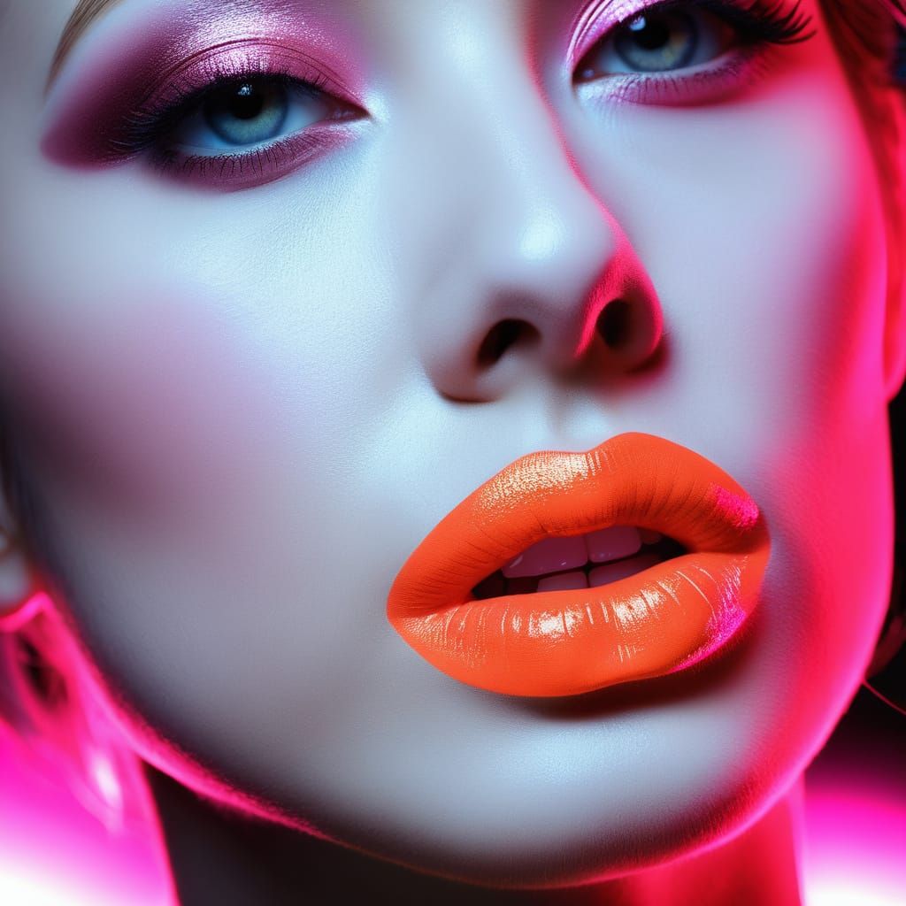 Vibrant Studio Makeup Shot in Neon Colors