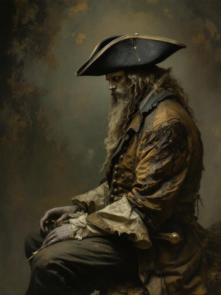 Victorian Gothic Portrait of Blackbeard in Amber Twilight