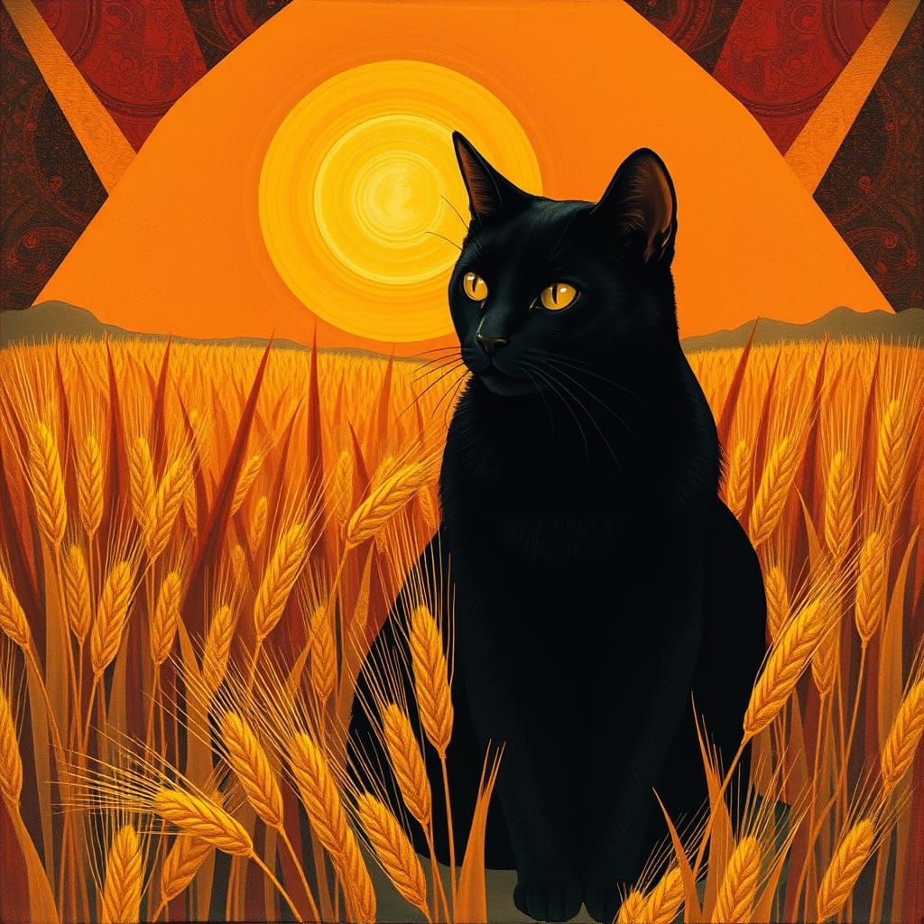 Majestic Cat in a Golden Wheat Field