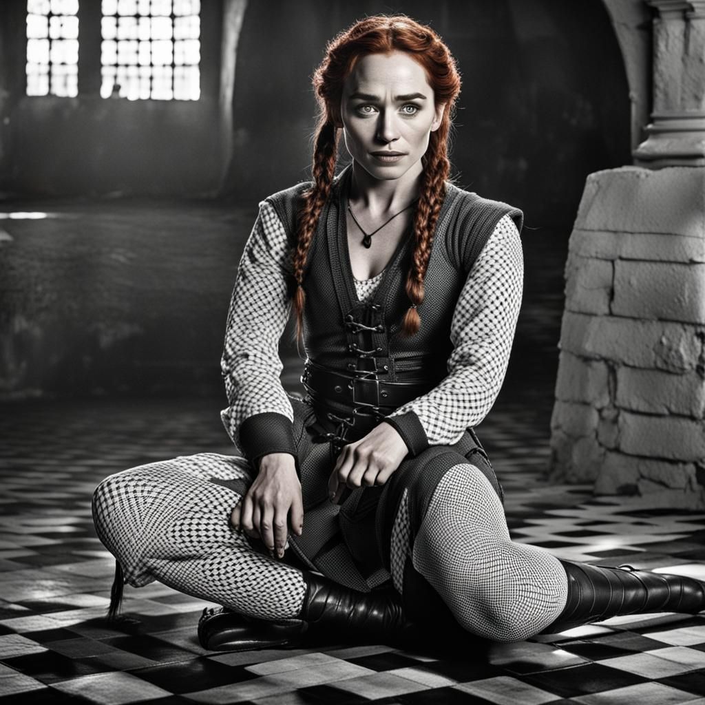 Redhead in Medieval Inn: Dark Fantasy Concept Art