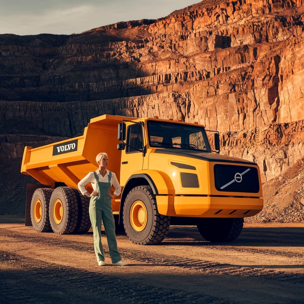 Volvo Electric Dump Truck at Golden Hour
