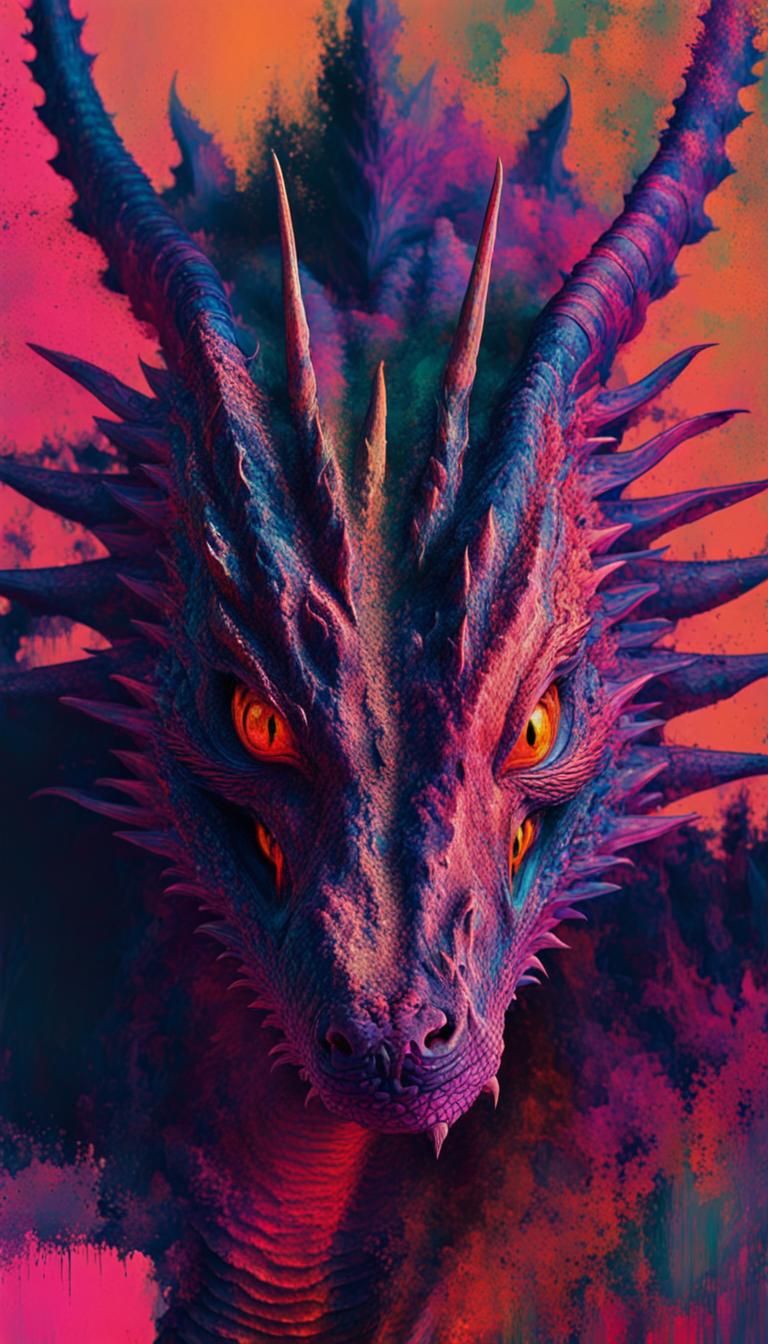 Glitch Art Dragon in Abstract Digital Style