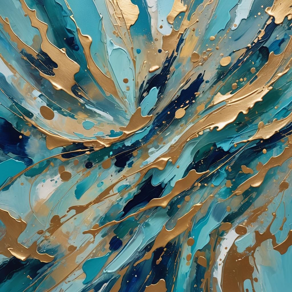 Abstract Expressionism in Blue and Gold