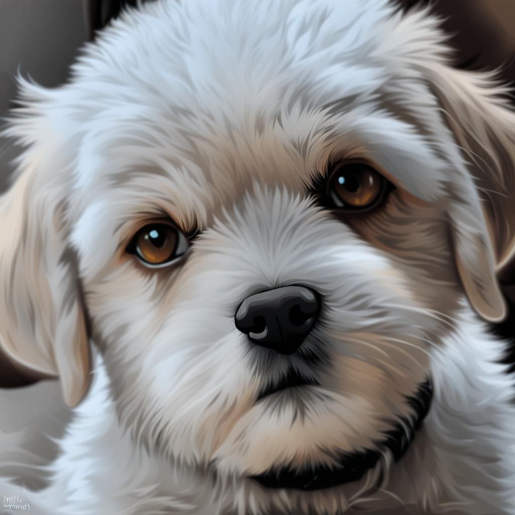 Mosaic Dog Portrait in Pop Art Style