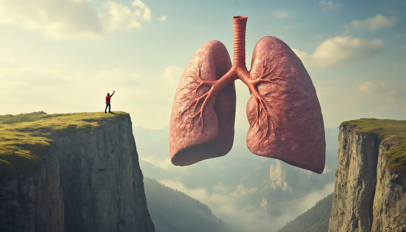 Surreal Literal Lungs: A Figure Shouting Loudly