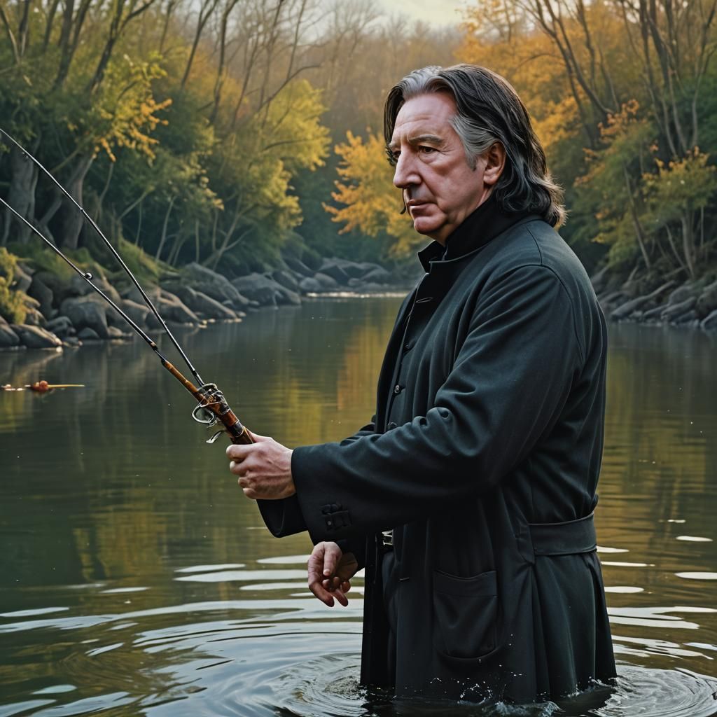 Hyperrealistic Severus Snape Fishing Concept Art