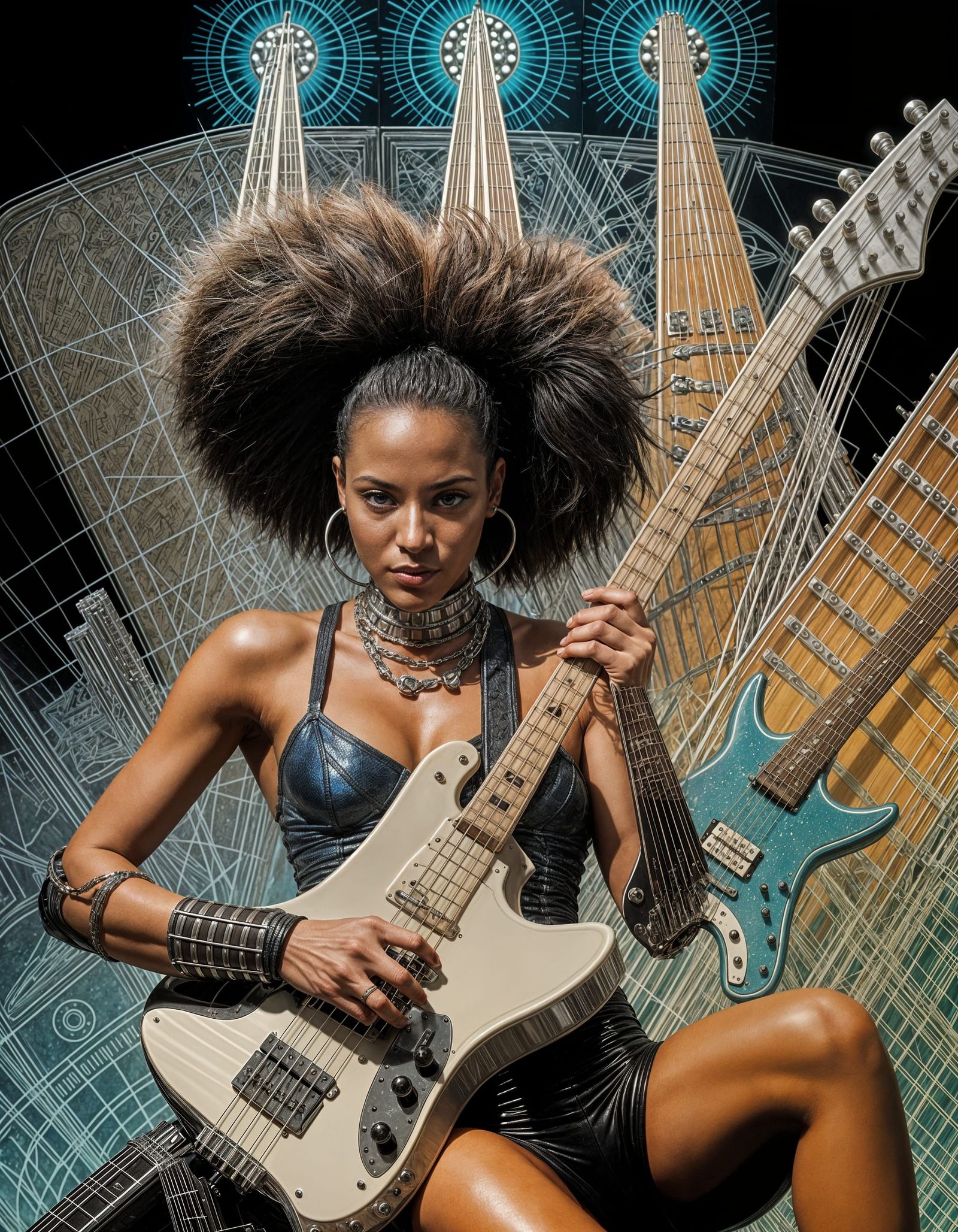 Cyberpunk Comic Book Page of Gynoid Rock Band