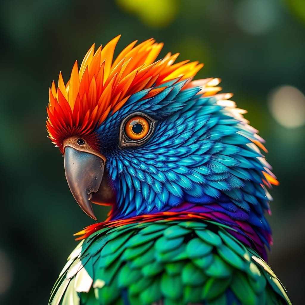 Vibrant Tropical Bird's Head in Hyper-Realistic Detail