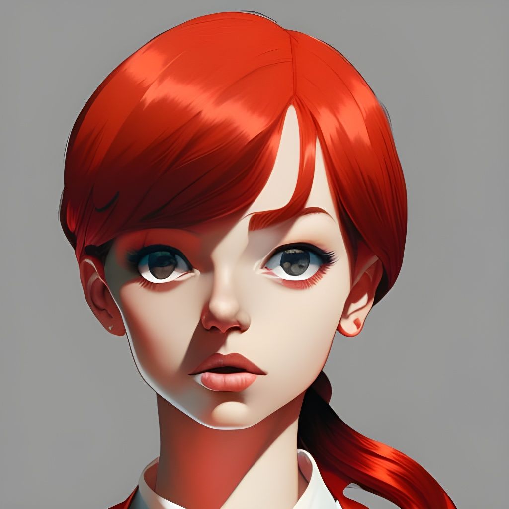 Red-Haired Woman Portrait in Comic Book Style
