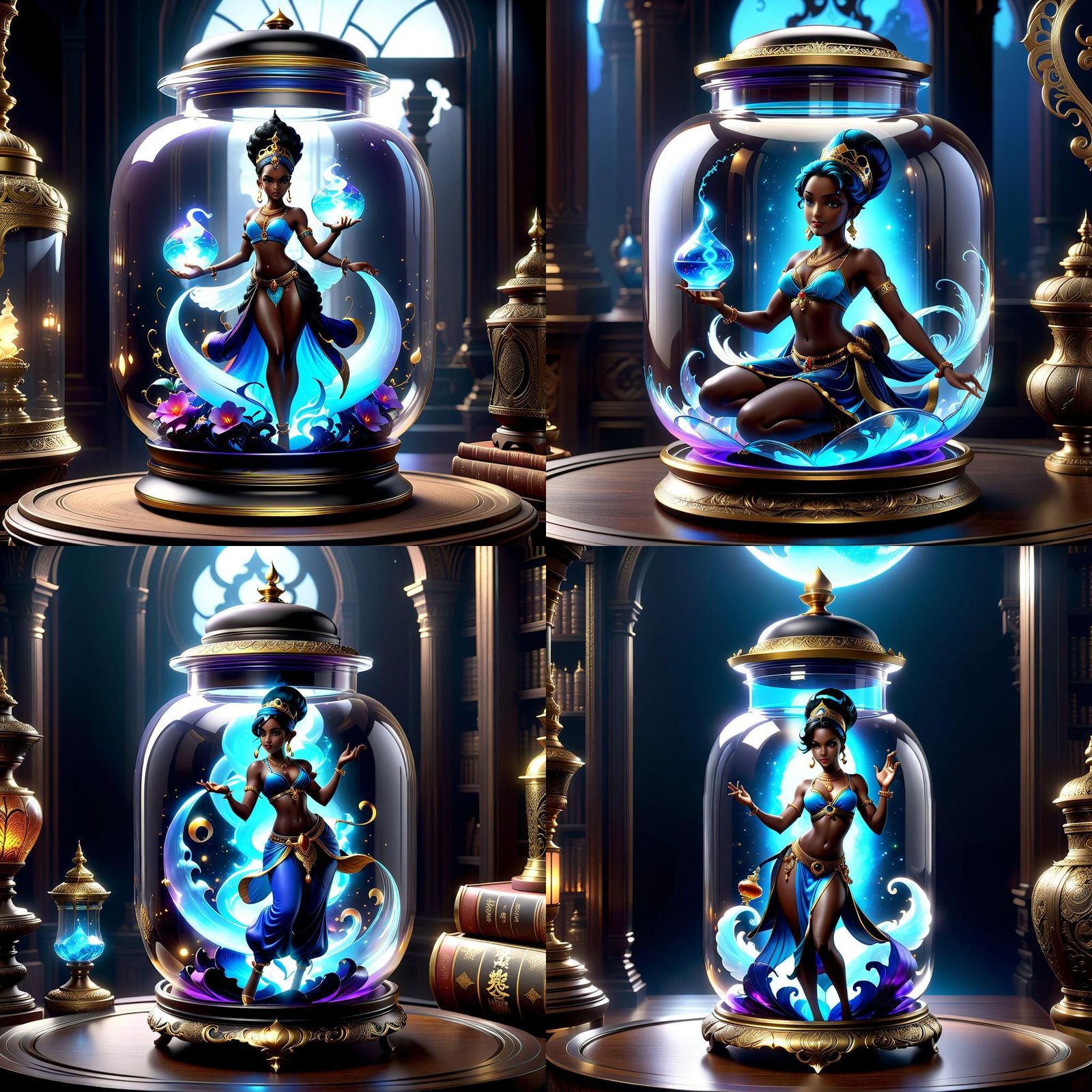 Black Genie Trapped in Antique Glass Jar