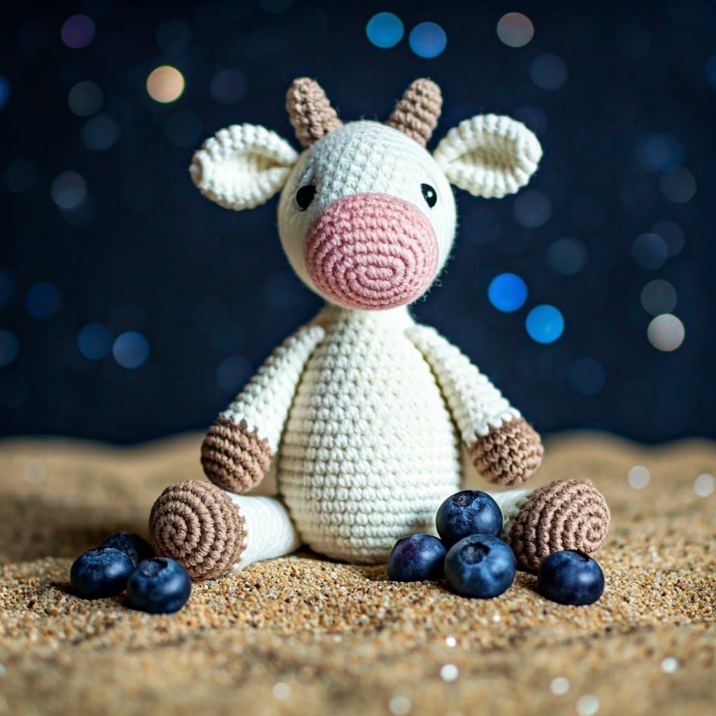 Crochet Cow with Glowing Sand and Precious Gems