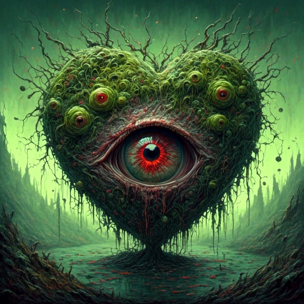 Creepy Vampire Heart Eyeball in Digital Art Style