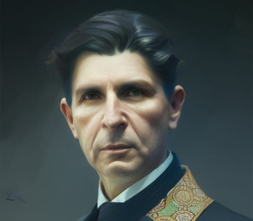 Detailed Portrait Inspired by Art Nouveau