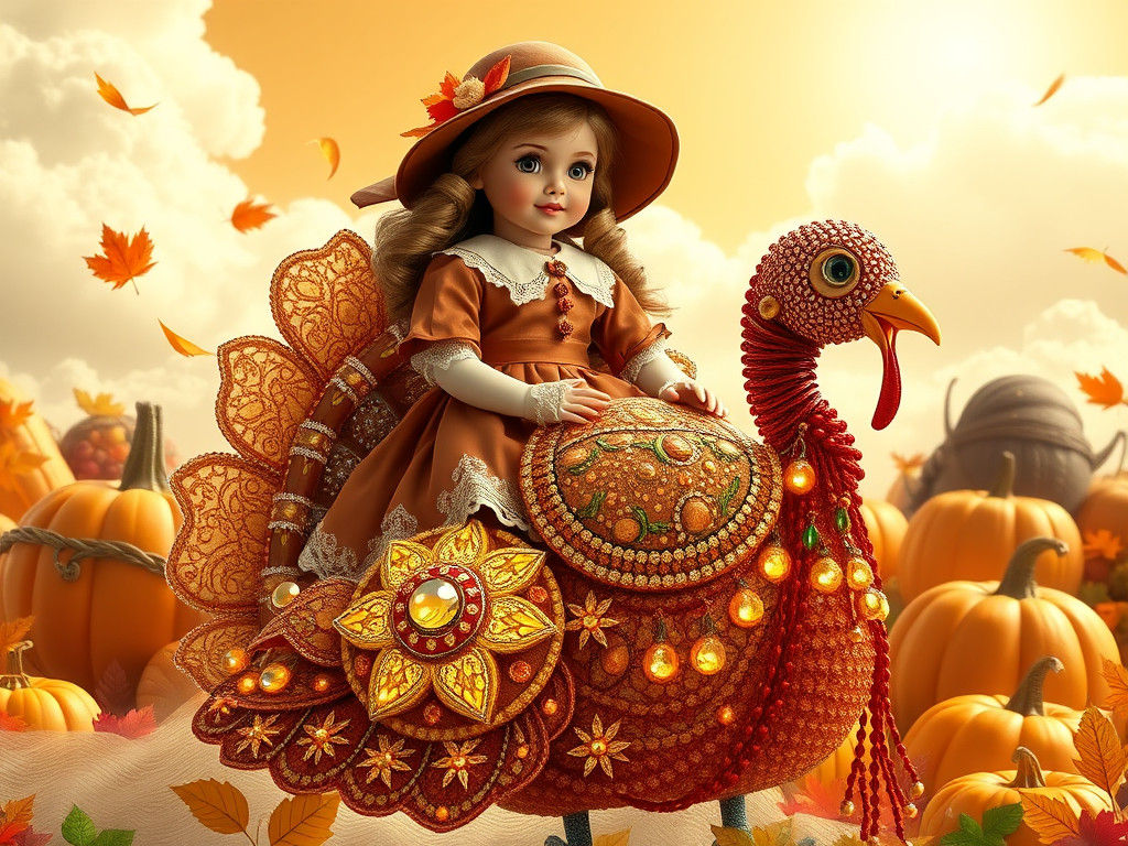 Thanksgiving American Girl Doll Rides Food Vehicle