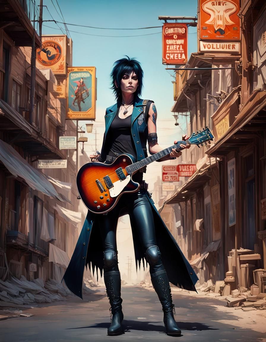 Joan Jett as Cowboy in Detailed Concept Art