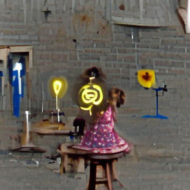 Pinwheel, Girl, Lamp, and Tesla Coil Image