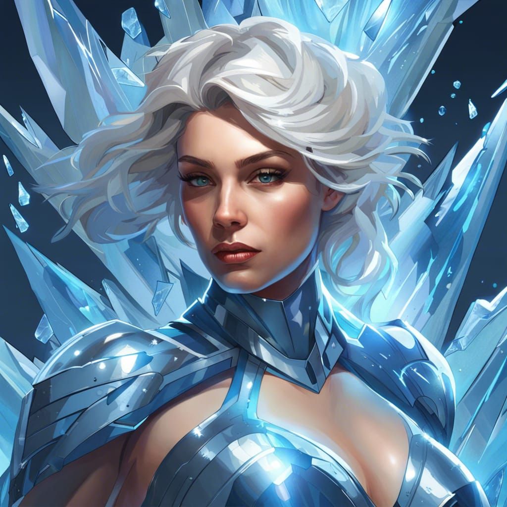 Sci-Fi Superhero Creates Ice Shards, Digital Art