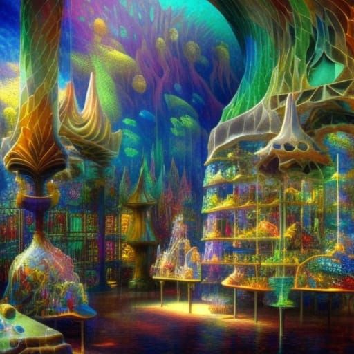 Underwater Crystal Shop in Surreal Style