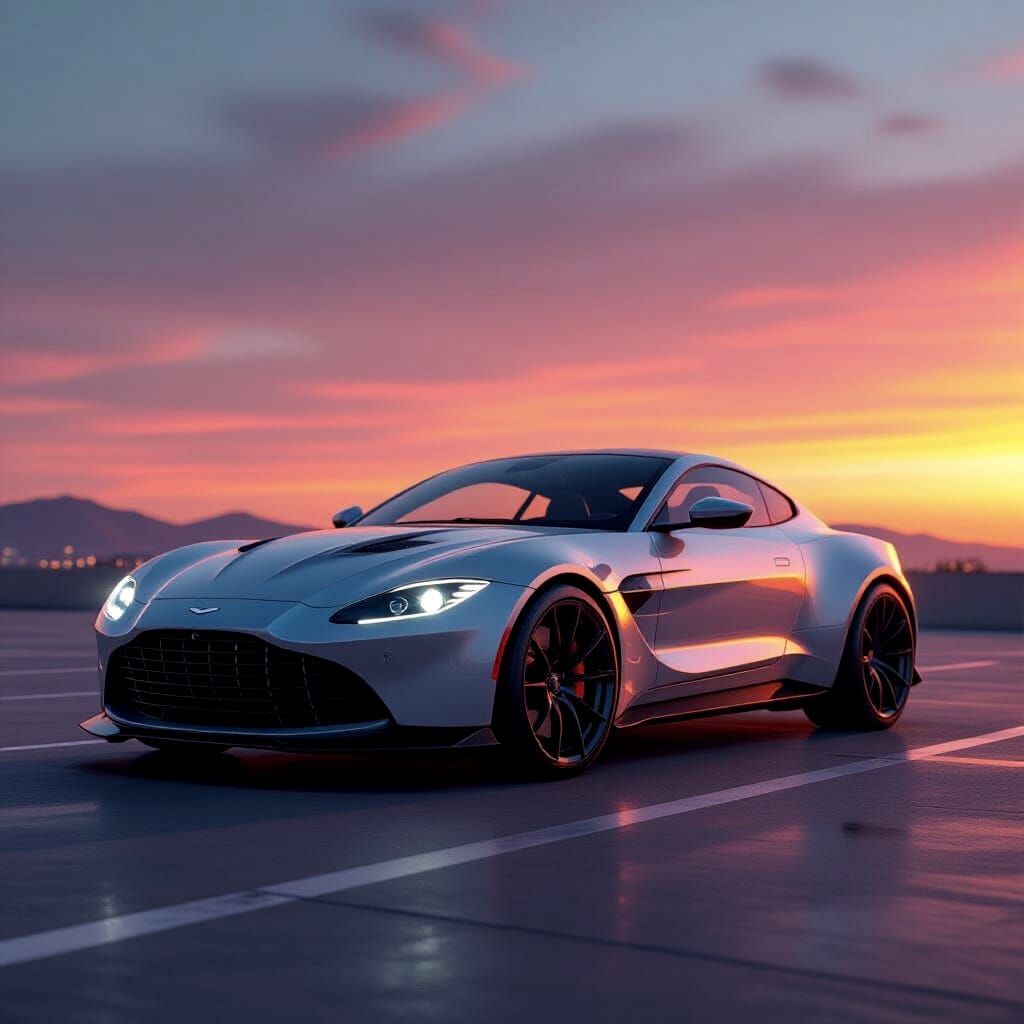 Aston Martin at Sunset in Sleek Aerodynamic Style