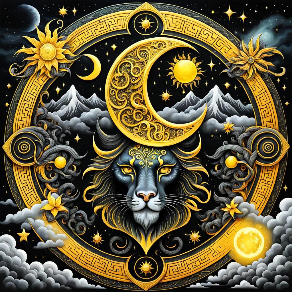 Mystical Yin Yang Symbol with Nature Spirit