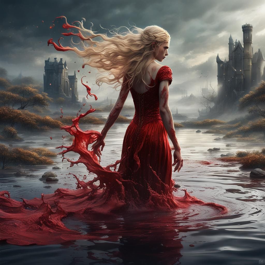 Girl in Red Dress: Fantasy Concept Art