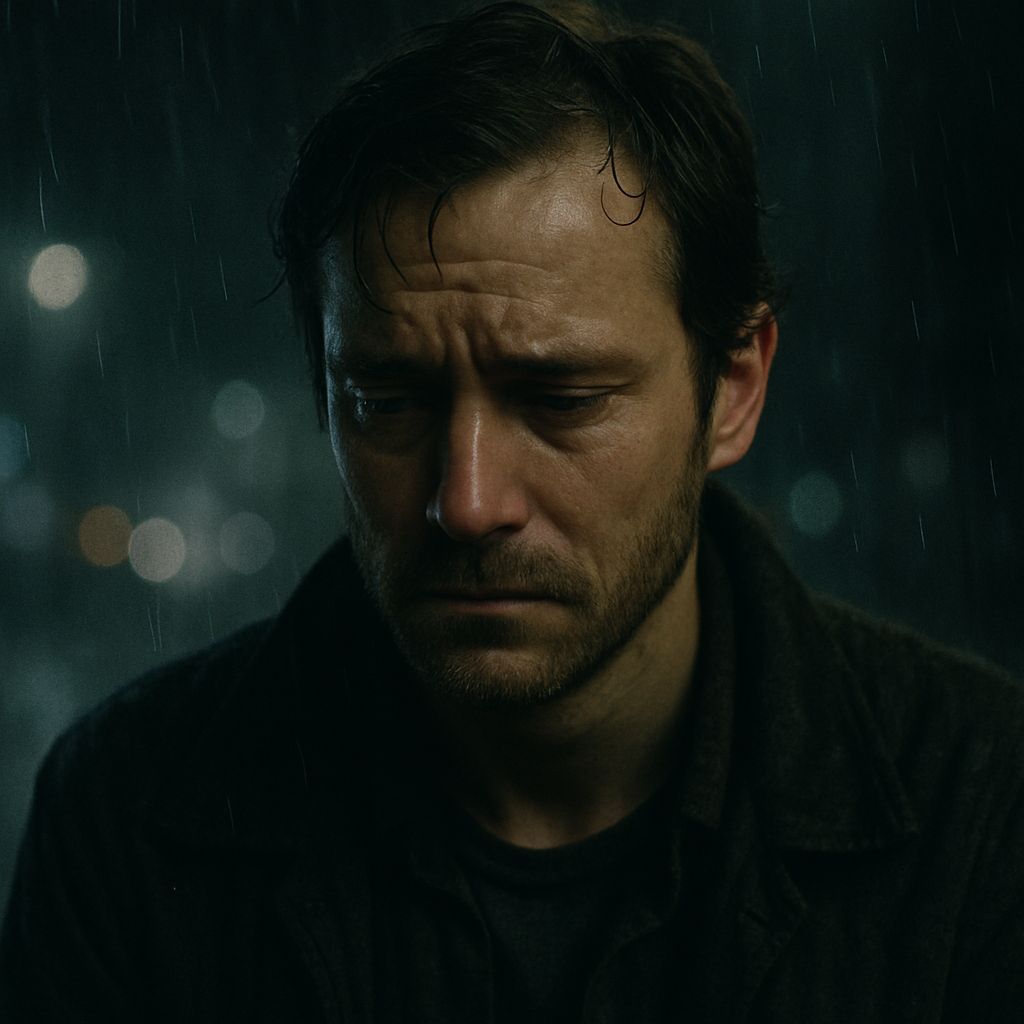 A Man's Unseen Struggles: Hyperrealistic Portrait of Solitud...