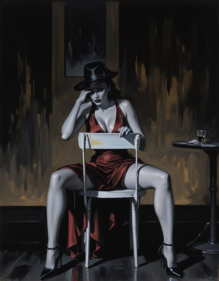 Sultry Femme Fatale in a Dark Noir Scene