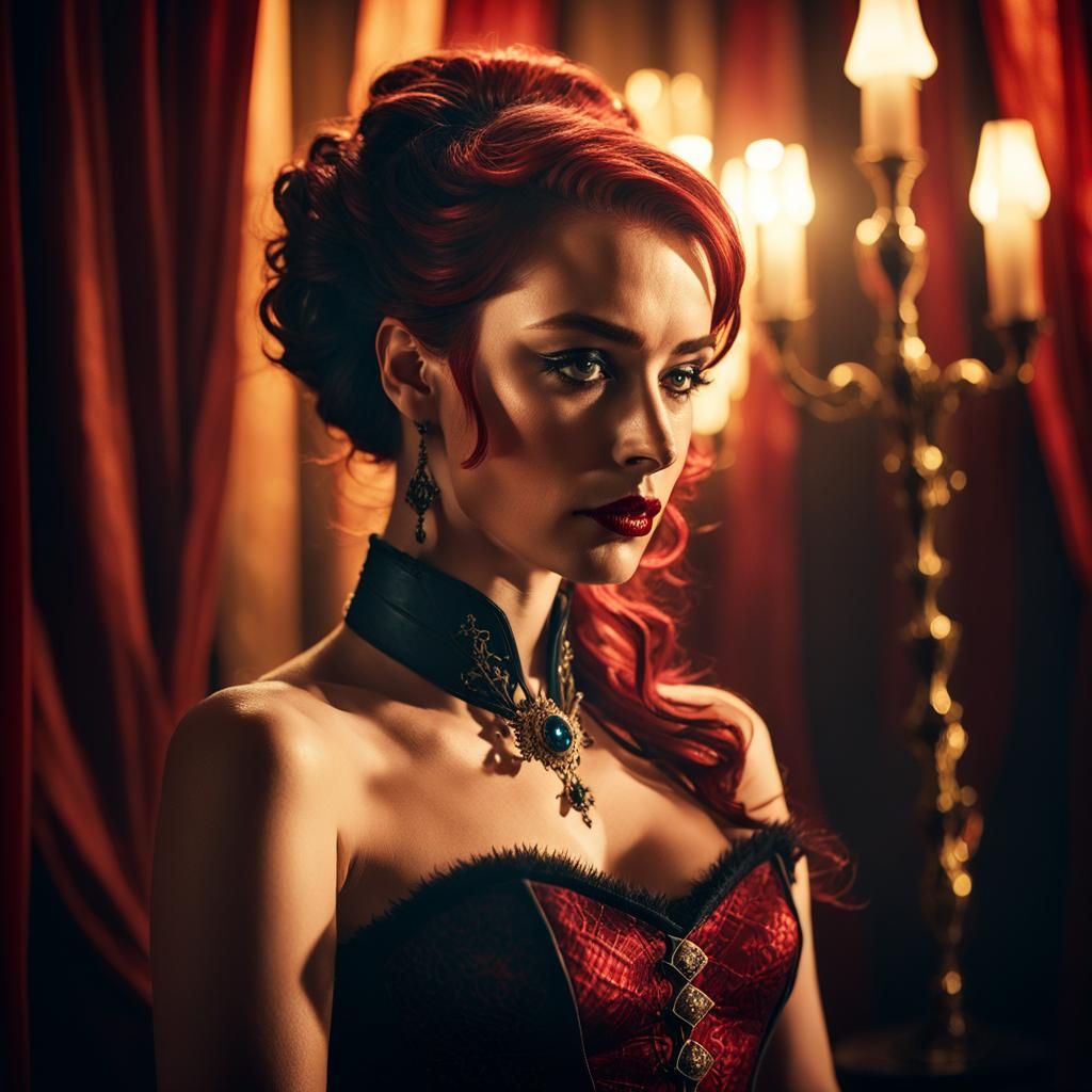 Sultry Burlesque Dancer with Noir Eye-Liner in Game of Thron...