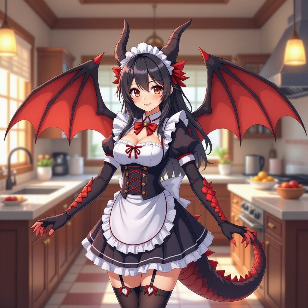 Kawaii Dragon Maid in Anime Style