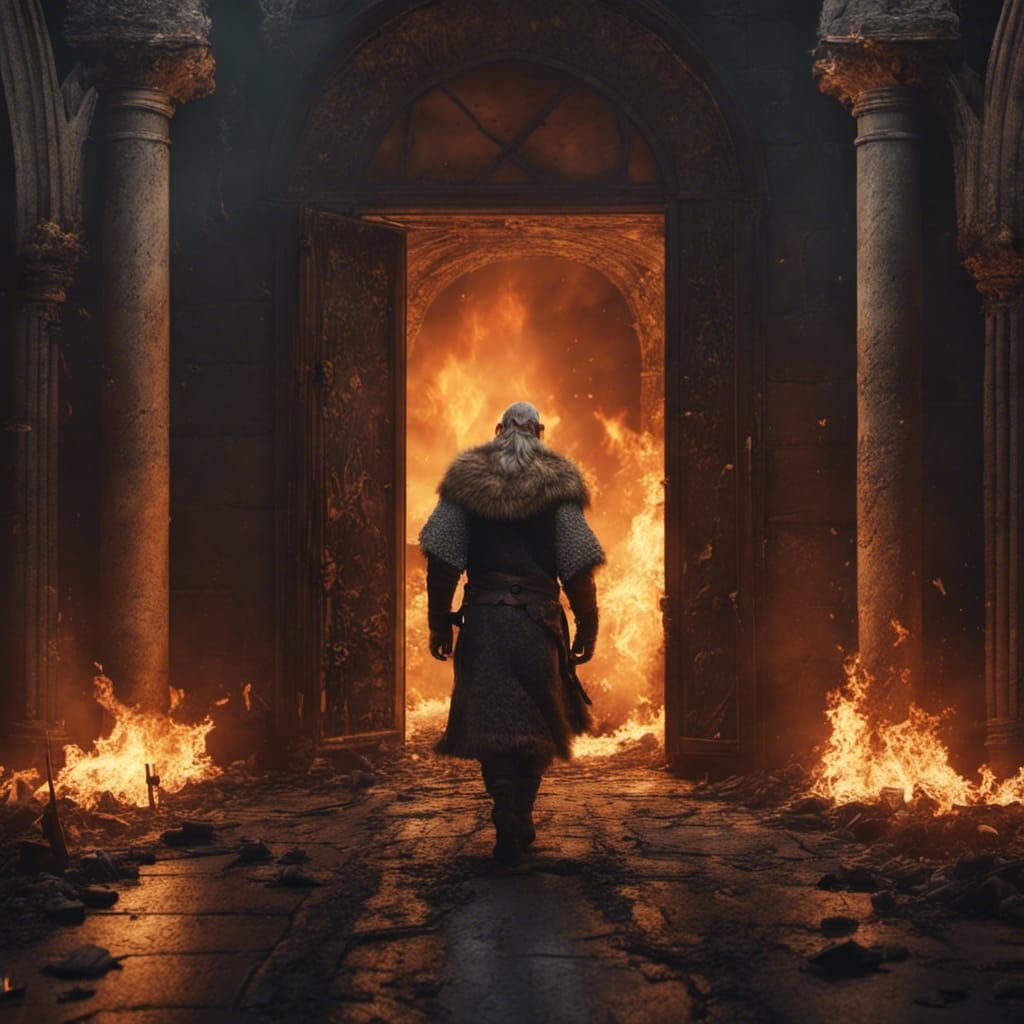 Viking Fury in Burning Church, Dark Ages Scene