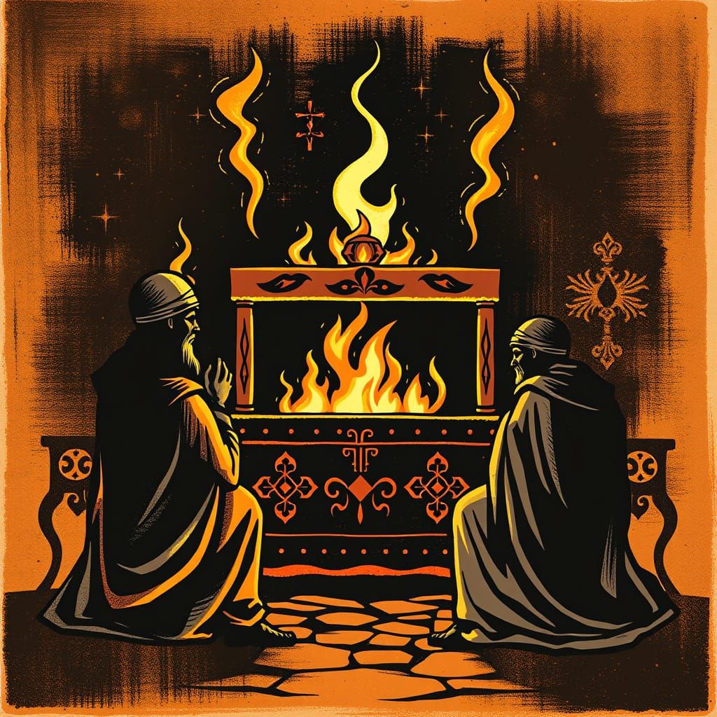 Biblical Scene: Divine Fire Consumes Nadab and Abihu