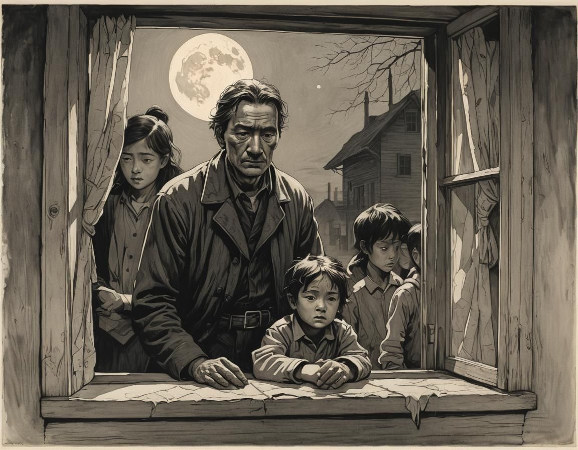 Father's Burden: A Poignant Study in Muted Tones