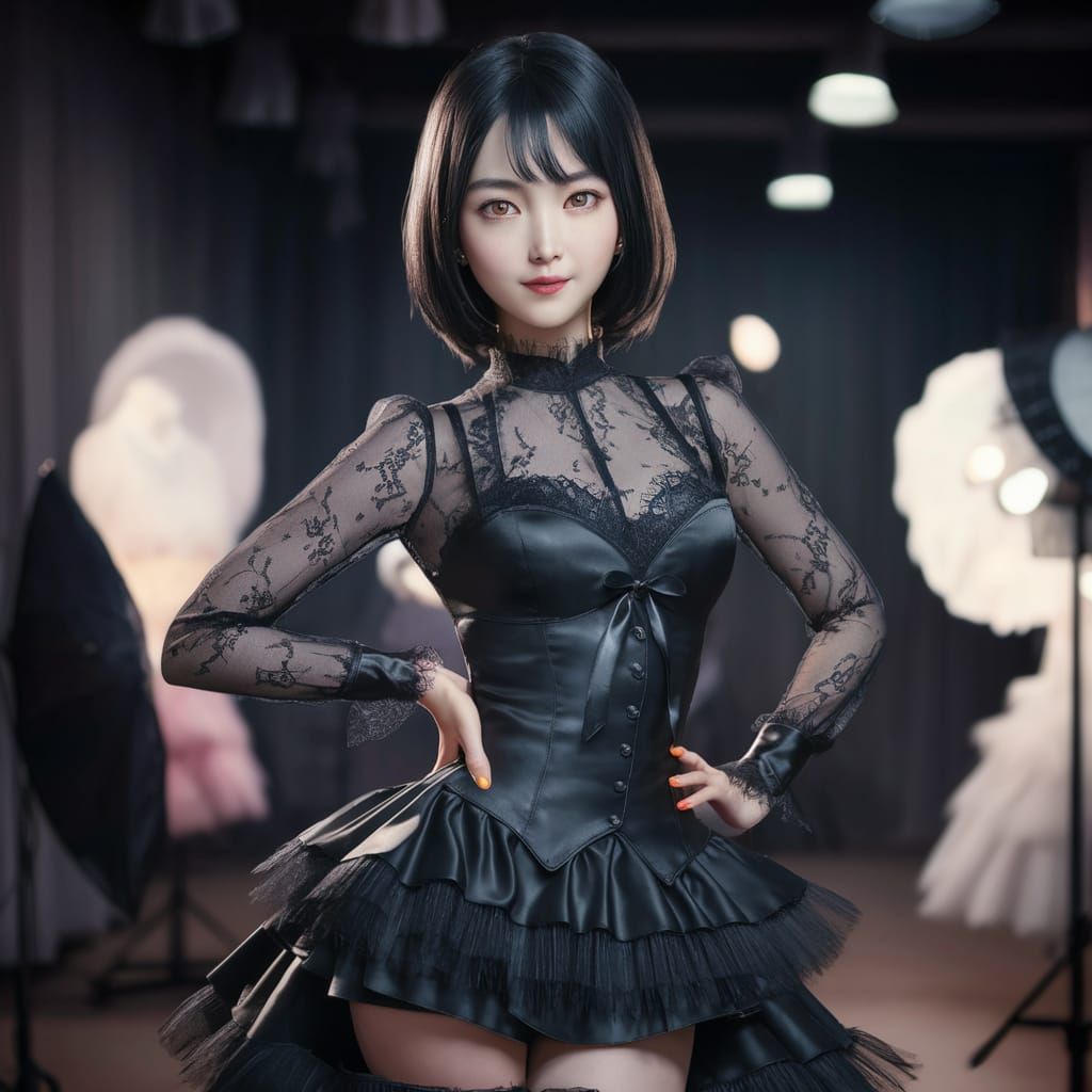 Gothic Victorian Fashion Portrait in Studio Lighting