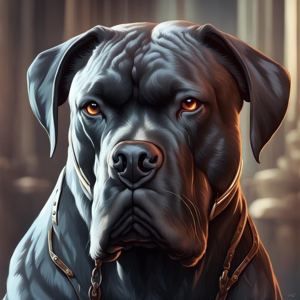Detailed Cane Corso Portrait in Artgerm Style