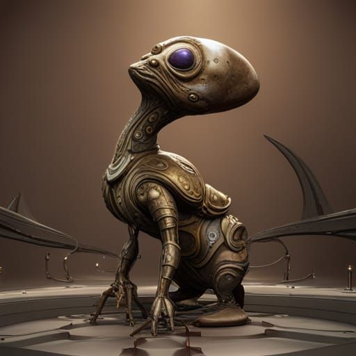 Steampunk Curvaceous Alien in Detailed Matte Painting