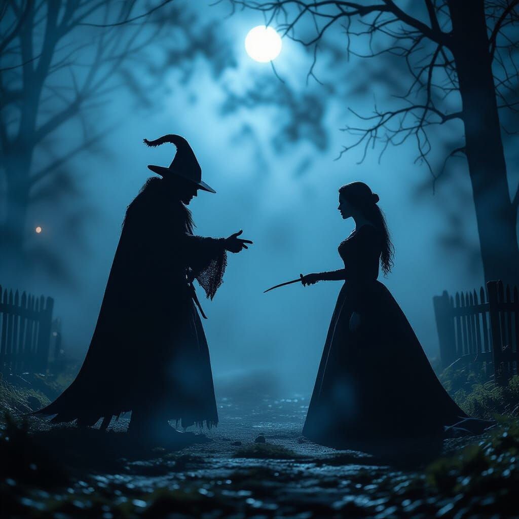 Headless Horseman Battles Night Hag in Cinematic Film Still