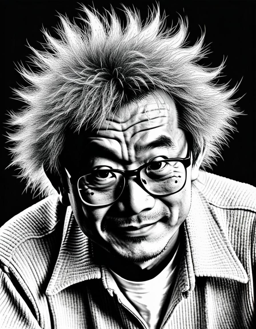 Portrait of a Manga Artist in Black and White