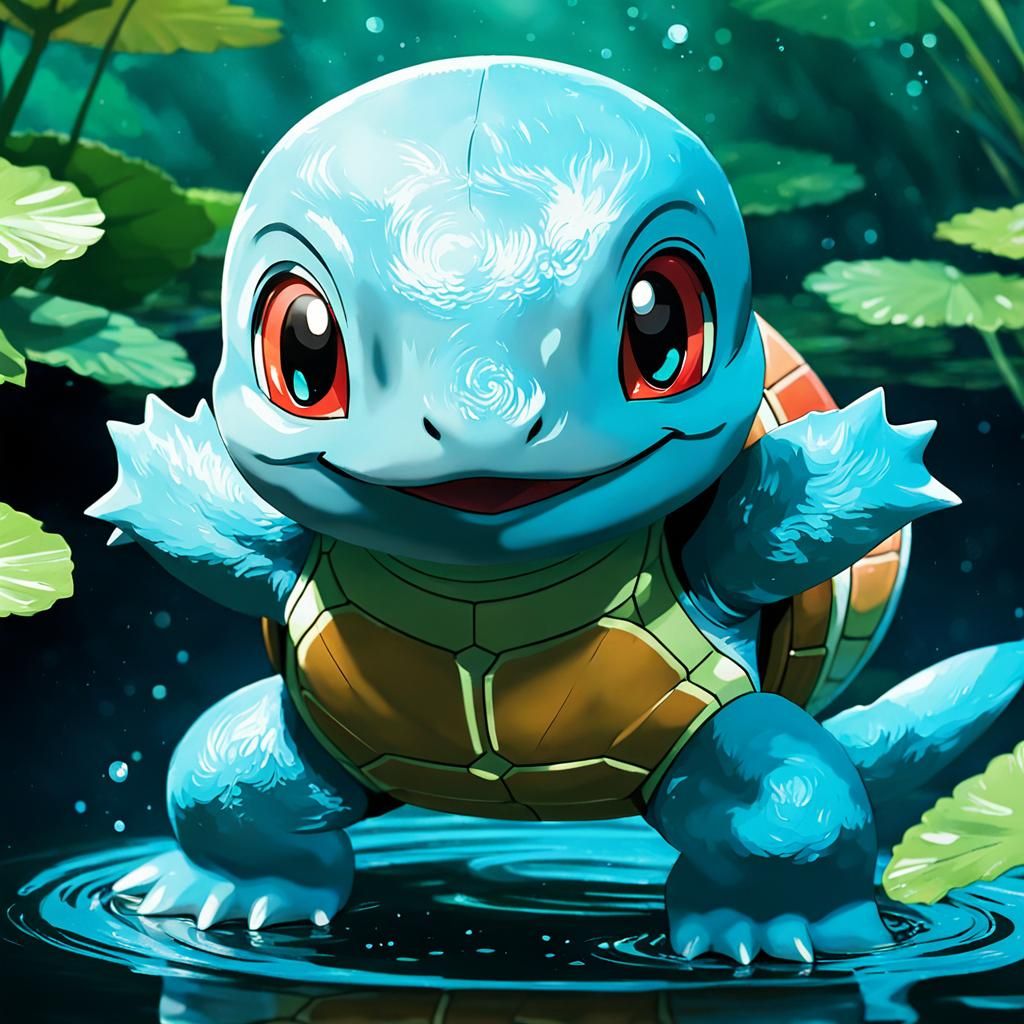 Squirtle Wades in a Pond