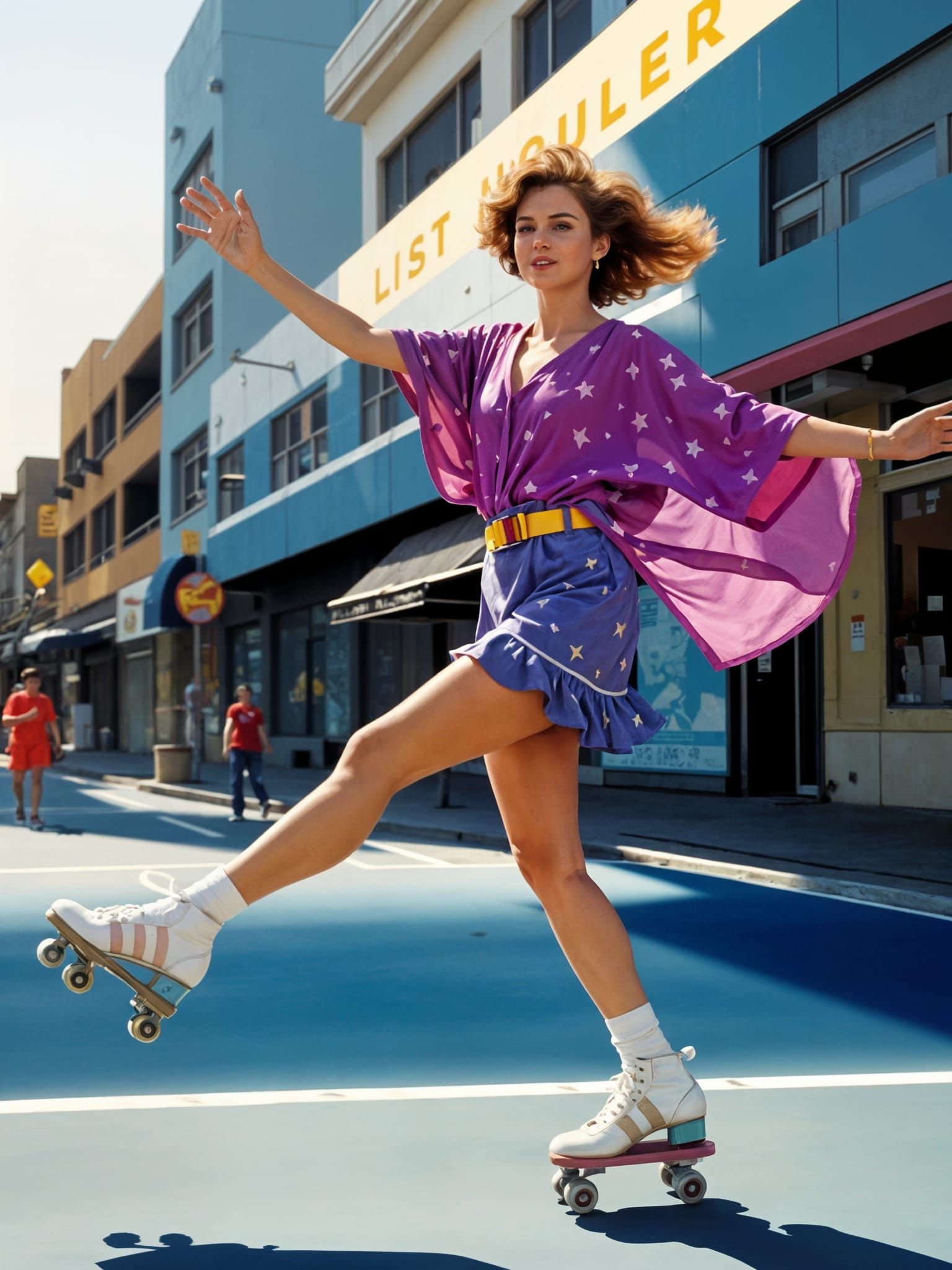 Vibrant Retro Roller Skater Captured in Dynamic 8K