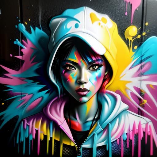 Foggy Women in Colorful Graffiti Art